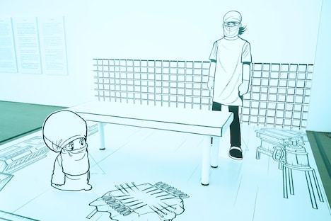 手術台に乗ることができるフォトスポット。