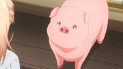 TVアニメ「豚のレバーは加熱しろ」第1話「オタクは美少女に豚扱いされると喜ぶ」の場面カット。