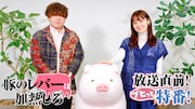 TVアニメ「豚のレバーは加熱しろ」放送直前特番の告知画像。
