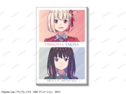 タワーレコード オンラインで「トレーディング Ani-Art clear lebel ホログラム缶バッジ」を1BOX購入するともらえる「錦木千束＆井ノ上たきな Ani-Art clear lebel スクエア缶バッジ イベント限定特典」。