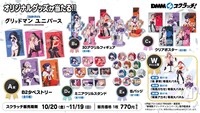 「グリッドマンユニバース第2弾 DMMスクラッチ」アイテム一覧。A賞からE賞までの5等級となるが、Wチャンス賞以外のラインナップはハピネスチャンスクジと共通。