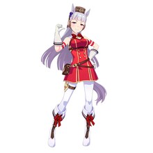 ゴールドシップ（CV：上田瞳）。思いつくままに行動し、面白おかしく生きる自由人。隙あらばボケ、ツッコみ、熱くなり、すぐ冷める。万人と分け隔てなく絡むが、それはゴルシ劇場を盛り上げるためであり、友情や絆をどれほど感じているかは定かではない。トレセン学園一のトリックスター。