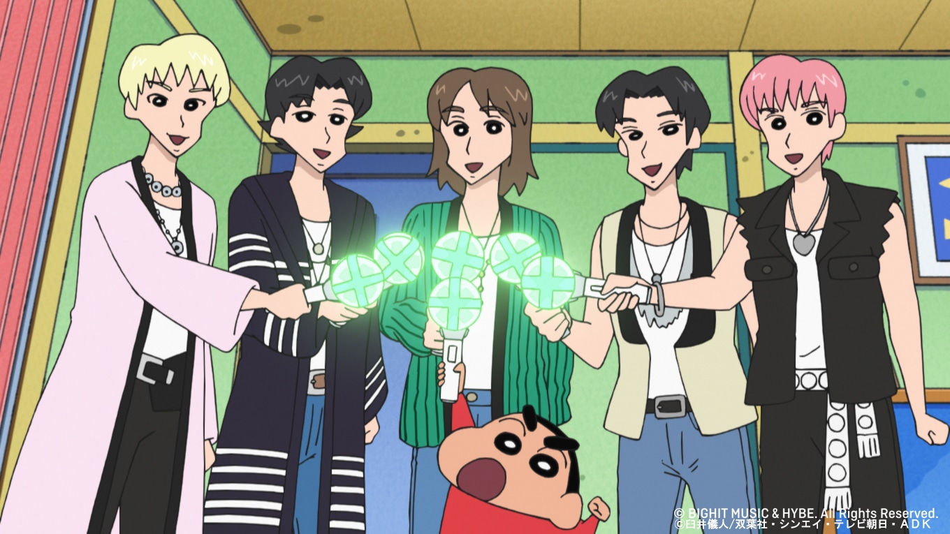人気画像6位は「TOMORROW X TOGETHER『クレヨンしんちゃん』に本人役で登場」より、「クレヨンしんちゃん」10月28日放送回カット。(c)BIGHIT MUSIC & HYBE. All Rights Reserved. (c)臼井儀人／双葉社・シンエイ・テレビ朝日・ADK