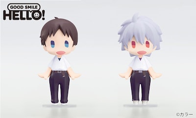 「HELLO! GOOD SMILE 碇シンジ 制服Ver.」と「HELLO! GOOD SMILE 渚カヲル 制服Ver.」。