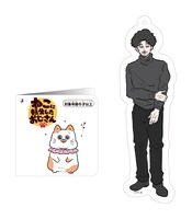 飼い主が描かれた「ねこに転生したおじさん てぷちゃん 等身大ぬいぐるみ」の紙タグ。