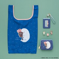 コンパクトバッグ、リール付きパスケース、ピンズセット、ティッシュケースポーチ。