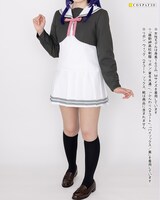 「藤野岬高校制服冬服」と「藤野岬高校制服リボン（夏冬共通）」の着用イメージ。