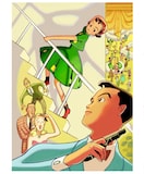 高野文子が新たに塗り直した「ラッキー嬢ちゃんのあたらしい仕事」のイラスト。