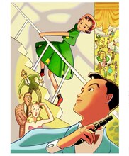 高野文子が新たに塗り直した「ラッキー嬢ちゃんのあたらしい仕事」のイラスト。