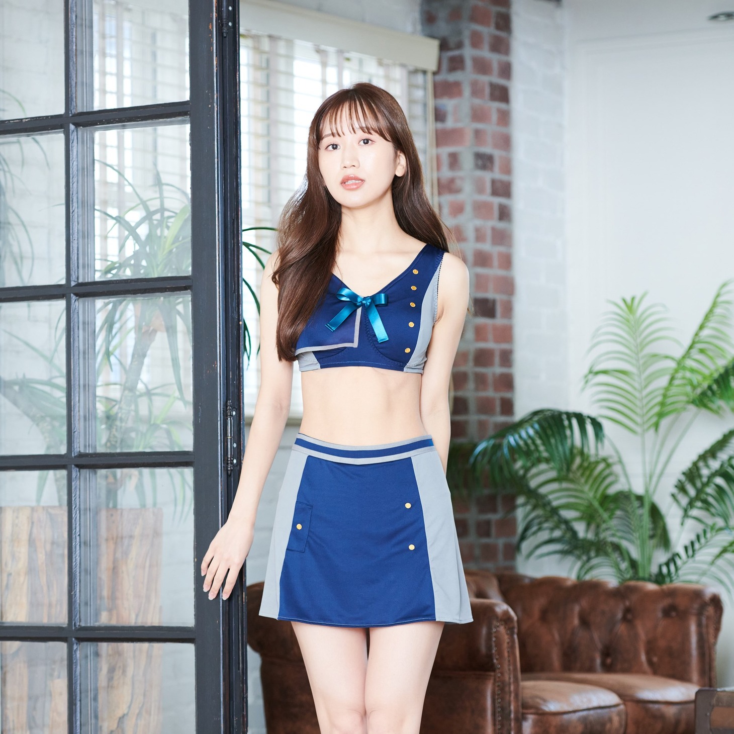 たきなモデルのおやすみ用ブラとスカートパンツ。
