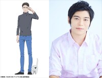 柘植将人のキャラクタービジュアル（左）と、古川慎（右）。