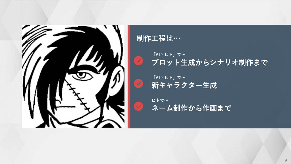 「TEZUKA2023 ブラック・ジャック 機械の心臓-Heartbeat Mark II」お披露目会で発表されたスライド資料。