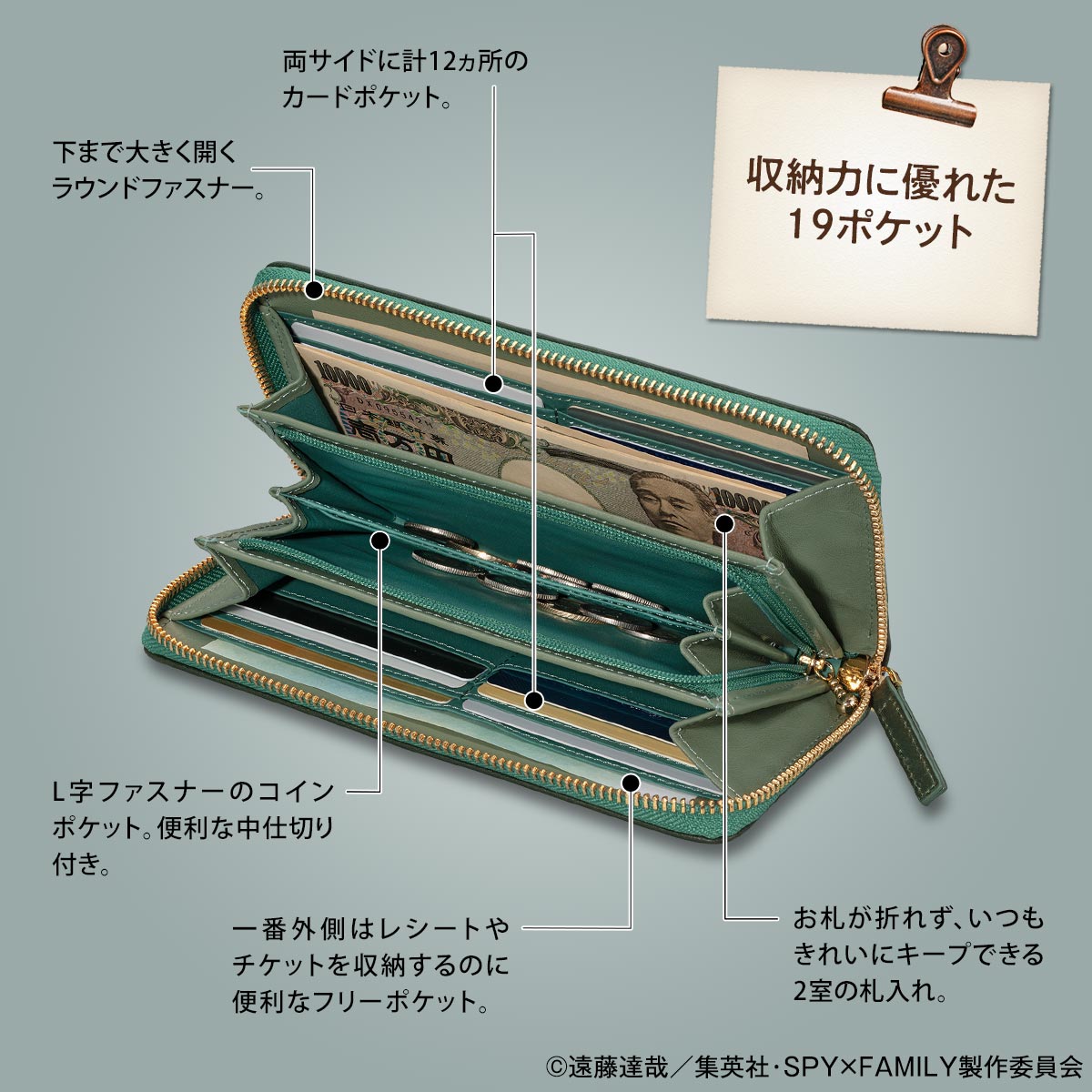 「SPY×FAMILY ブライドルレザーの長財布」の詳細。