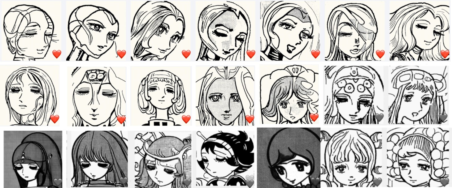AIが作成したマリアの生成画像候補一覧。