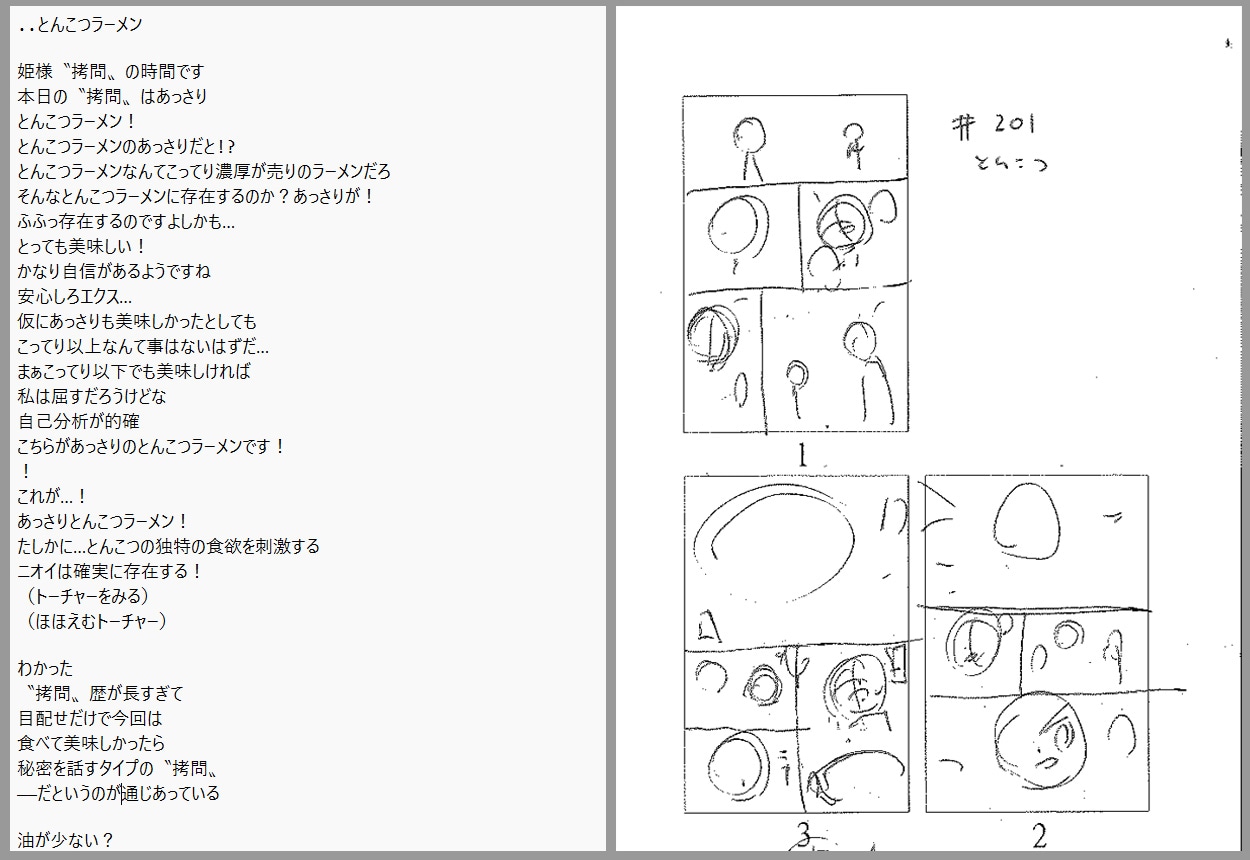 「姫様“拷問”の時間です」のシナリオとミニネーム。