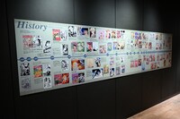 入り口の待機場所に設置された清水玲子作品の年表。