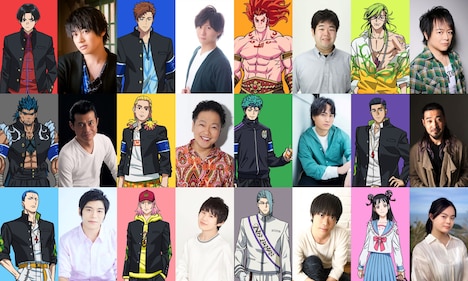 上段左から灯荒仁、大河元気、浅観音真宝、星野佑典、千夜、こばたけまさふみ、摩利人、佐々木望。中段左から拳一郎、斉藤次郎、駒男、山口勝平、座布、野津山幸宏、王太、竹内良太。下段左から蛇走、古川慎、刃暮、葉山翔太、阿久太郎、鈴木千尋、まほろ、永瀬アンナ。