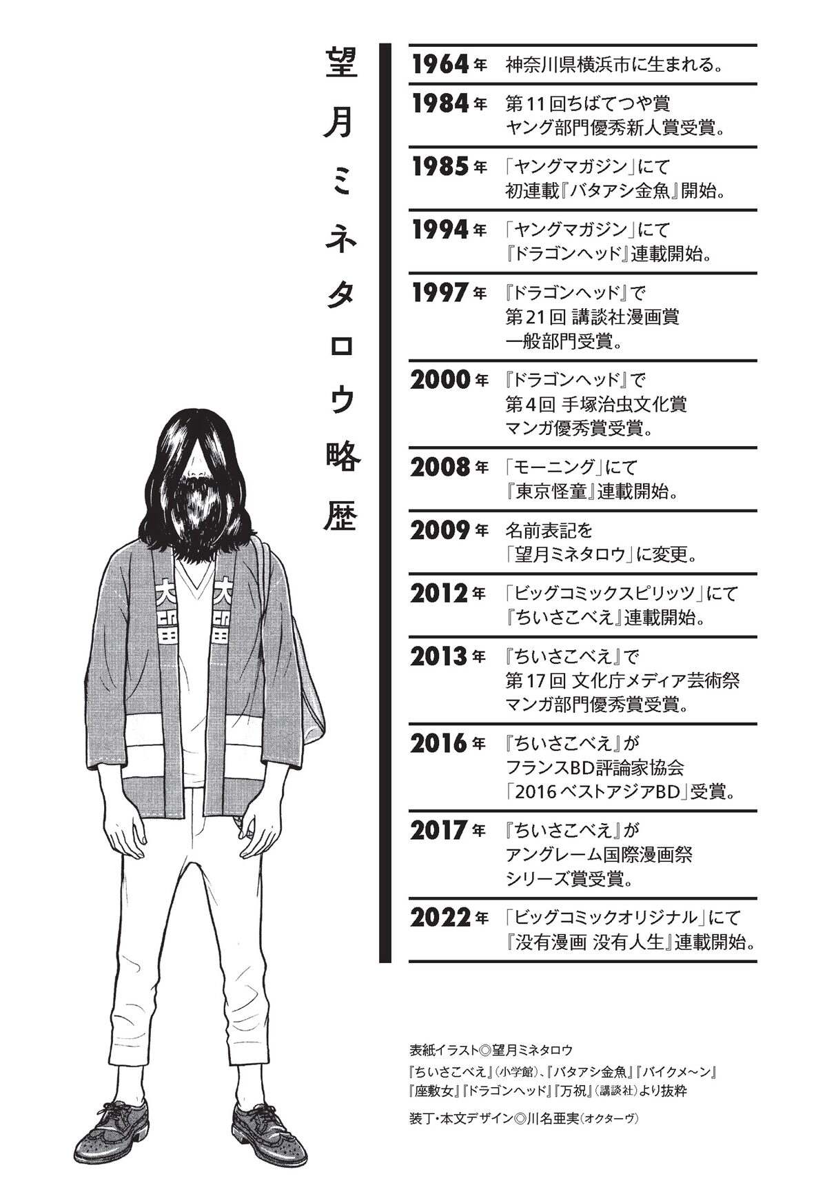破壊版　もちづきる美 総特集 望月ミネタロウ 創造と破壊と革新と。」より、望月のプロフィール。 - 「総特集 望月ミネタロウ」で大友克洋との対談公開、浅野いにおや松本大洋が特別寄稿  [画像ギャラリー 4/22] - コミックナタリー
