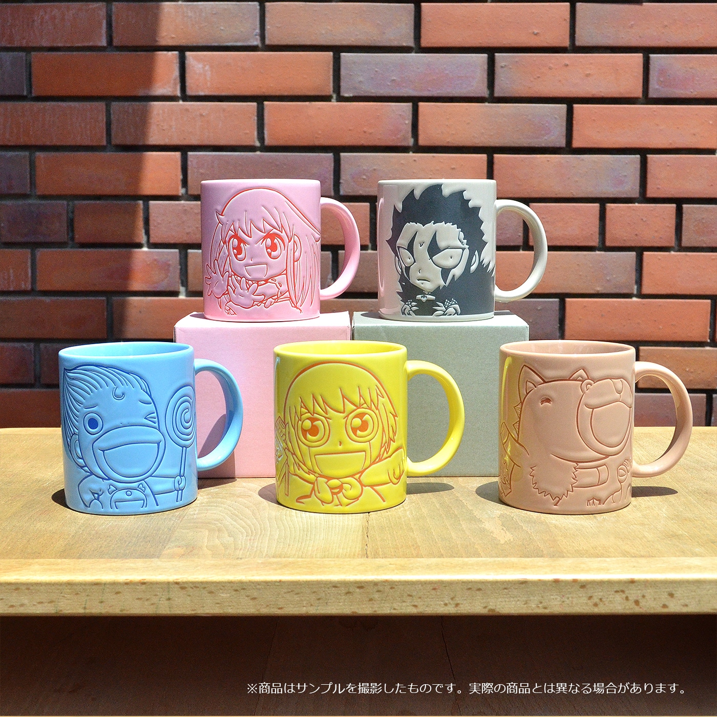 マグカップ。上段左からティオ、ブラゴ、下段左からキャンチョメ、ガッシュ、ウマゴン。
