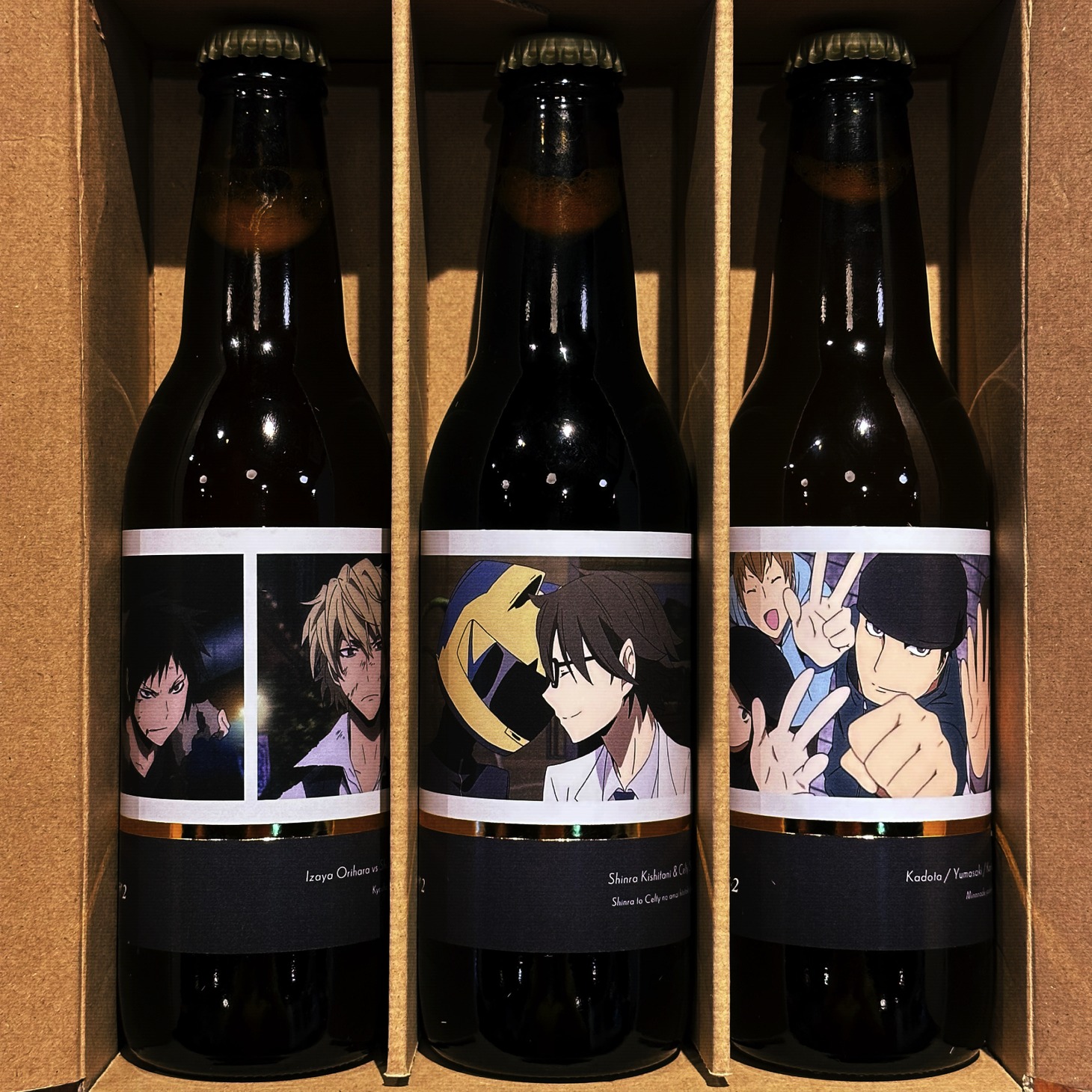 TVアニメ「デュラララ!!×2」とのコラボクラフトビール「池袋の大人たちの日常セット」。