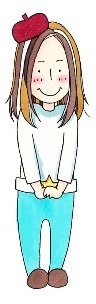 咲坂伊緒の自画像イラスト。