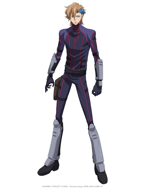 アッシュ（CV：古川慎）。「ナナシの傭兵」と噂されるロゼの兄。非常に優れた運動能力とナイトメアフレームの高い操縦技術を持つ。弟であるロゼの作戦のもと、数々の依頼を成功させてきた。(c)SUNRISE／PROJECT G-ROZE　Character Design (c)2006-2024 CLAMP・ST