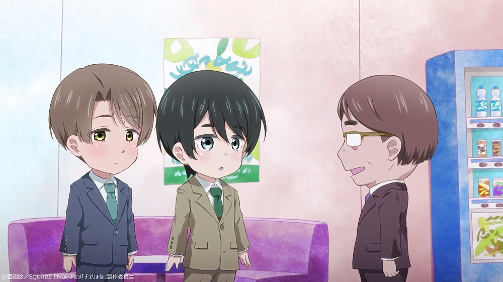 ショートアニメ「チェリまほミニ劇場」の場面カット。