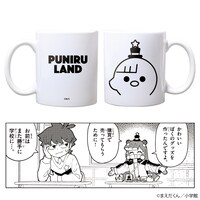 「ぷにるはかわいいスライム ぷにるマグカップ」（上）。購買で売るためにぷにるが自らデザインしたカップだ。