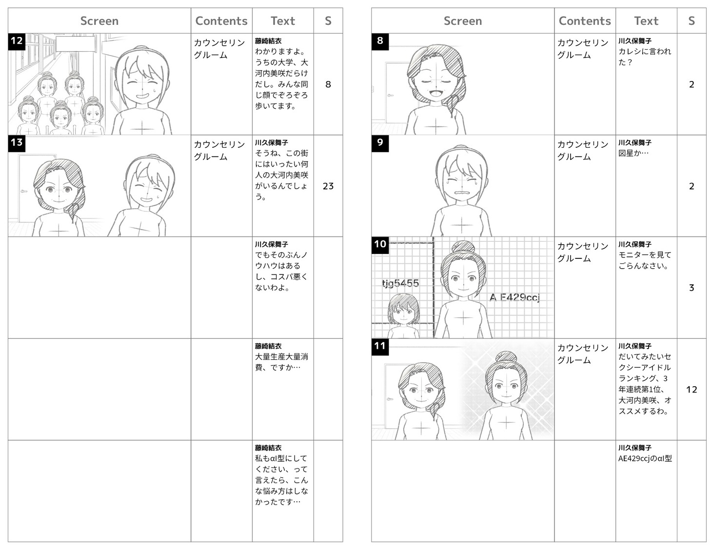 奇多郎「顔のない街」のコンテ。