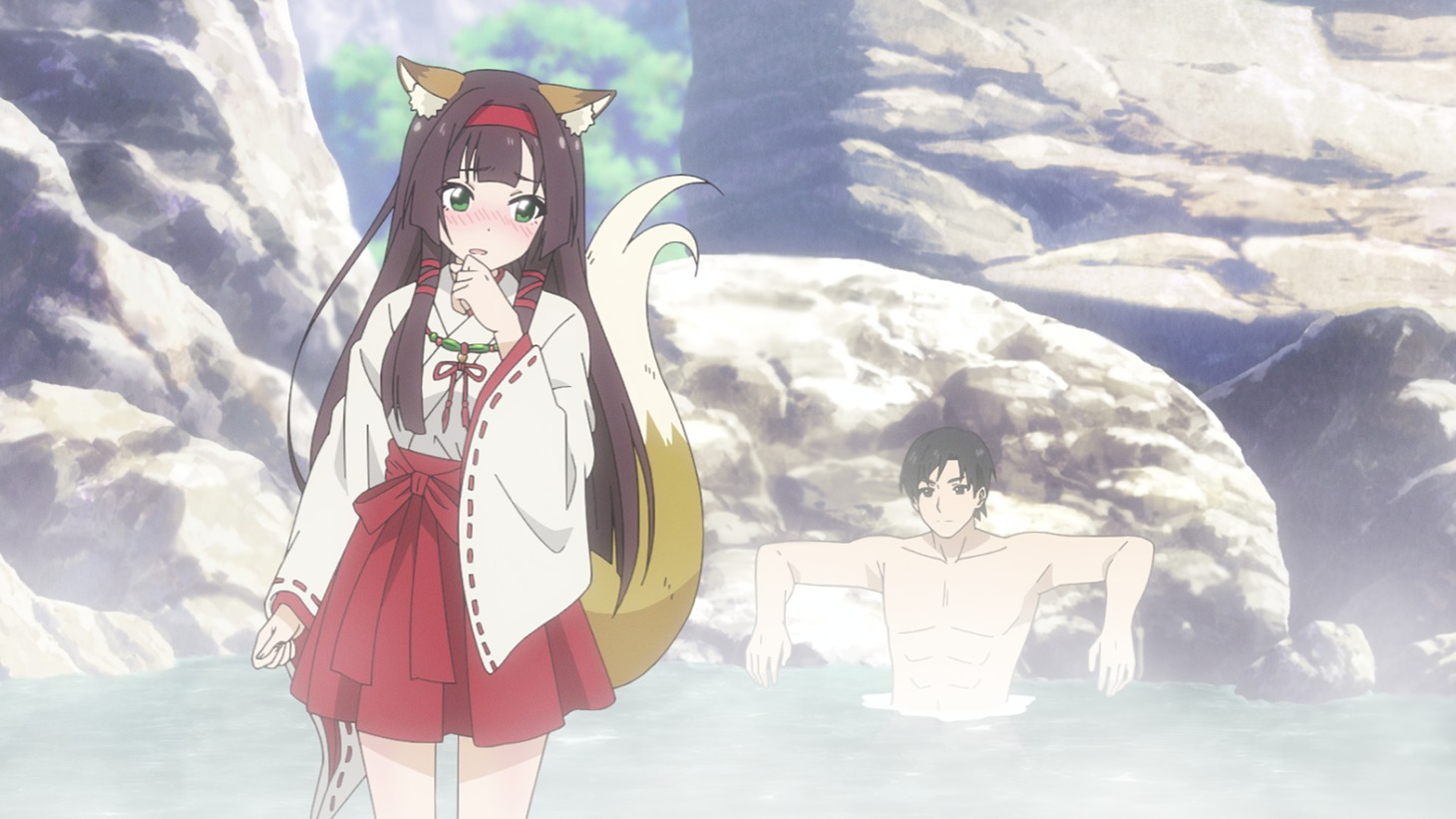 アニメ「名湯『異世界の湯』開拓記 ～アラフォー温泉マニアの転生先は、のんびり温泉天国でした～」場面カット (c)綿涙粉緒・ホビージャパン/「異世界の湯」製作委員会