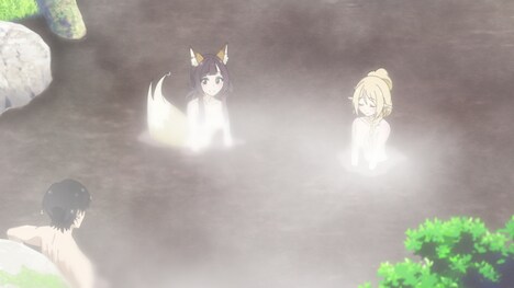 アニメ「名湯『異世界の湯』開拓記 ～アラフォー温泉マニアの転生先は、のんびり温泉天国でした～」場面カット (c)綿涙粉緒・ホビージャパン/「異世界の湯」製作委員会