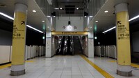 東京メトロ副都心線・新宿三丁目駅ホームにて展開されているジャック広告の様子。