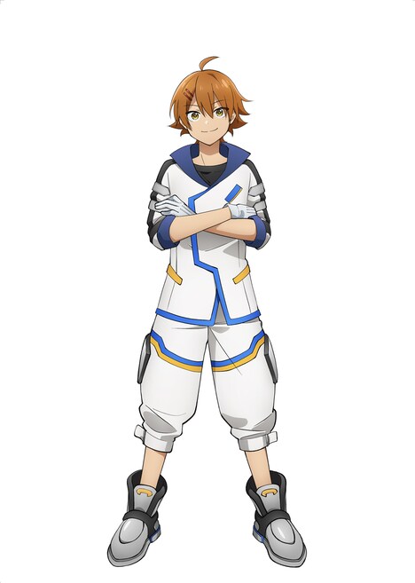 九頭竜リョータのキャラクタービジュアル。中学2年生の「シンカリオン E7かがやき」運転士。おちゃらけた性格だが面倒見がよく、転入してきたタイセイの初めての友達となる。幼い頃シンカリオンに助けられた経験から、シンカリオンに対して憧れを持つ。