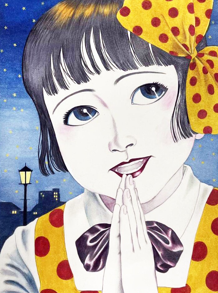 「少女椿」リトグラフとなるイラスト。