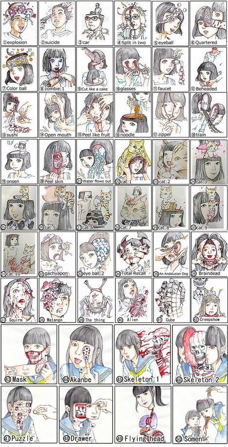 特殊似顔絵のイラストモチーフサンプル。