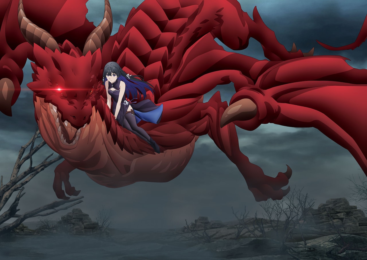 「Unnamed Memory」水のない湖・魔法湖のビジュアル、ドラゴンに乗るティナーシャも