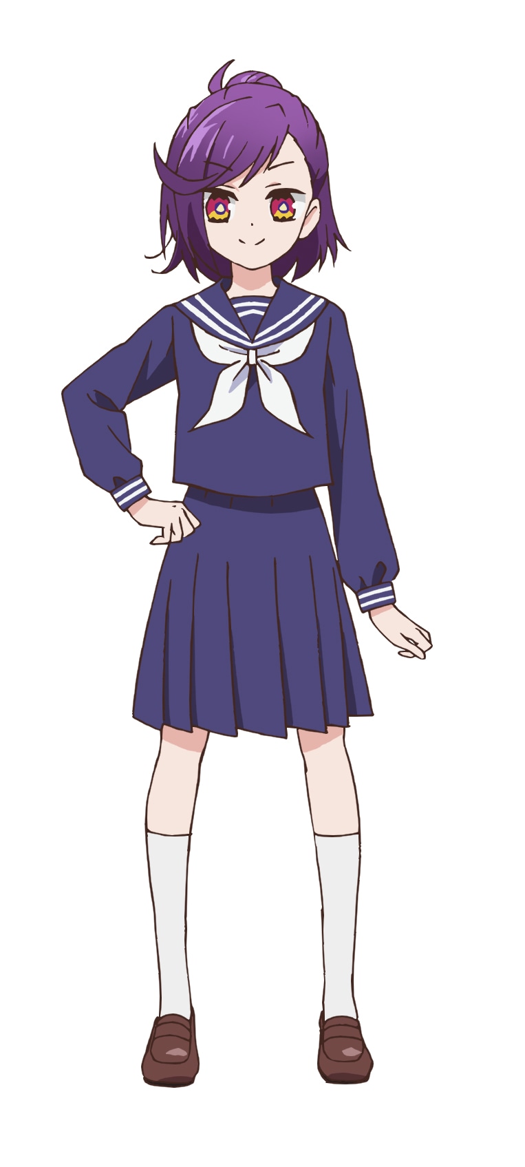 伊達地図子（CV：伊藤美来）。中学生。ベリーブロッサムのことがちょっと普通じゃないくらい好き。 (c)佐和田米／集英社・「アクロトリップ」製作委員会
