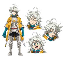 トリスタン（CV：村瀬歩）。リオネス王国のメリオダス王とエリザベス王妃の息子であり、＜黙示録の四騎士＞の1人。心優しき王子だが、間違っていることを仲間に進言できる強さも兼ね備えている。瞳に聖と魔を宿す好青年。