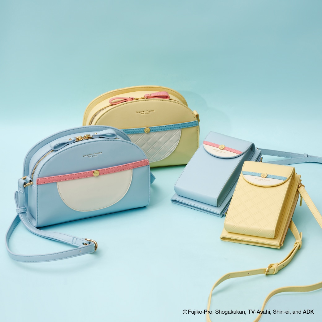 Samantha Thavasa Petit Choice「ドラえもん」コレクションのショルダーバッグとスマホショルダー。