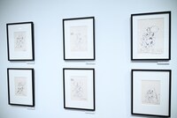 「DESIGNS 永野護デザイン展」より、「機動戦士Zガンダム」「機動戦士ガンダムZZ」「機動戦士ガンダム 逆襲のシャア」の展示エリア。 (c)創通・サンライズ