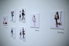 「DESIGNS 永野護デザイン展」より、ゲームキャラクターなどアニメ・マンガ以外の仕事をまとめた展示エリア。(c)CLAMP (c)SEGA (c)SOULCALIBUR TMI & BANDAI NAMCO Entertainment Inc.