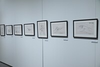 「DESIGNS 永野護デザイン展」より、「銀河漂流バイファム」「巨神ゴーグ」「聖戦士ダンバイン」の展示エリア。(c)サンライズ  (c)創通・サンライズ