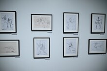 「DESIGNS 永野護デザイン展」より、「重戦機エルガイム」の展示エリア。 (c)創通・サンライズ