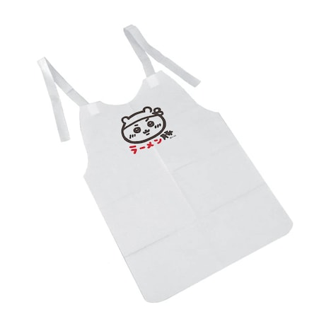 来店特典のロゴ入り紙エプロン。