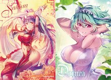 付録の「神呪のネクタール サクラ＆ドルネア 呪乳両面クリアファイル」。(c)︎吉野弘幸・佐藤健悦（秋田書店）2017