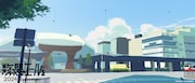 オリジナル劇場アニメ「数分間のエールを」金沢駅を描いたコンセプトアート。
