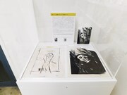 特別コーナー「音楽マンガとしての『迷走王ボーダー』」展示の様子。