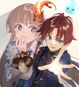 かぼちゃによるお祝いイラスト。