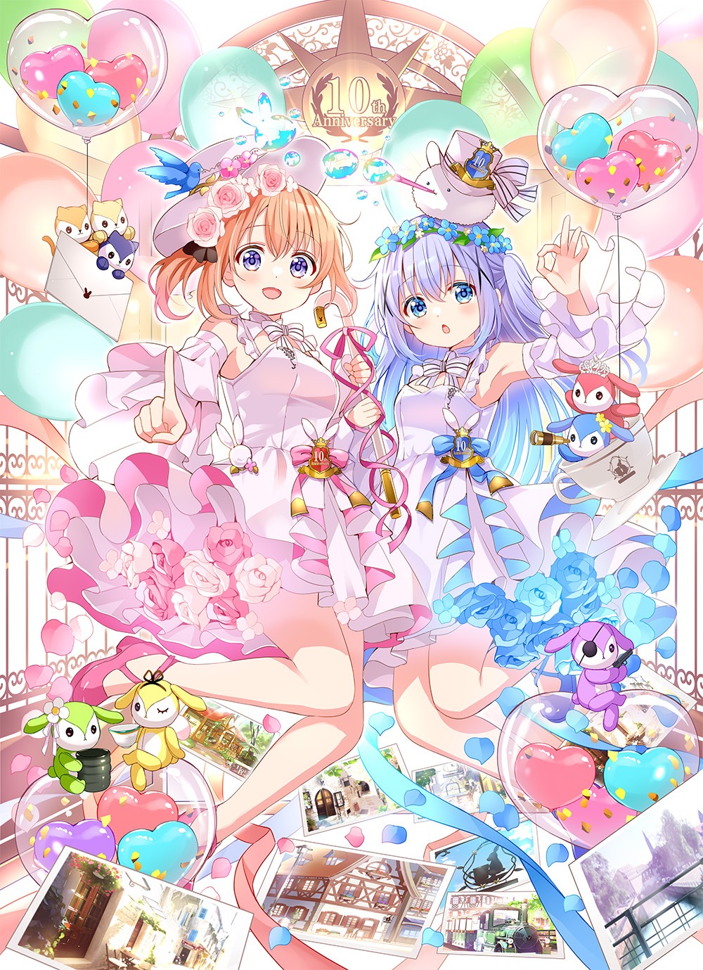 Koi描き下ろしのTVアニメ「ご注文はうさぎですか？」10周年お祝いイラスト。