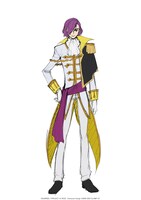 ヒース（CV：逢坂良太）。アインベルクのヴァイスリッター「白のナイト（ヴァイス・ナイト）」。若輩ながらアインベルクに選出され、アーノルドに対抗心を燃やす。 (c)SUNRISE／PROJECT G-ROZE　Character Design (c)2006-2024 CLAMP・ST